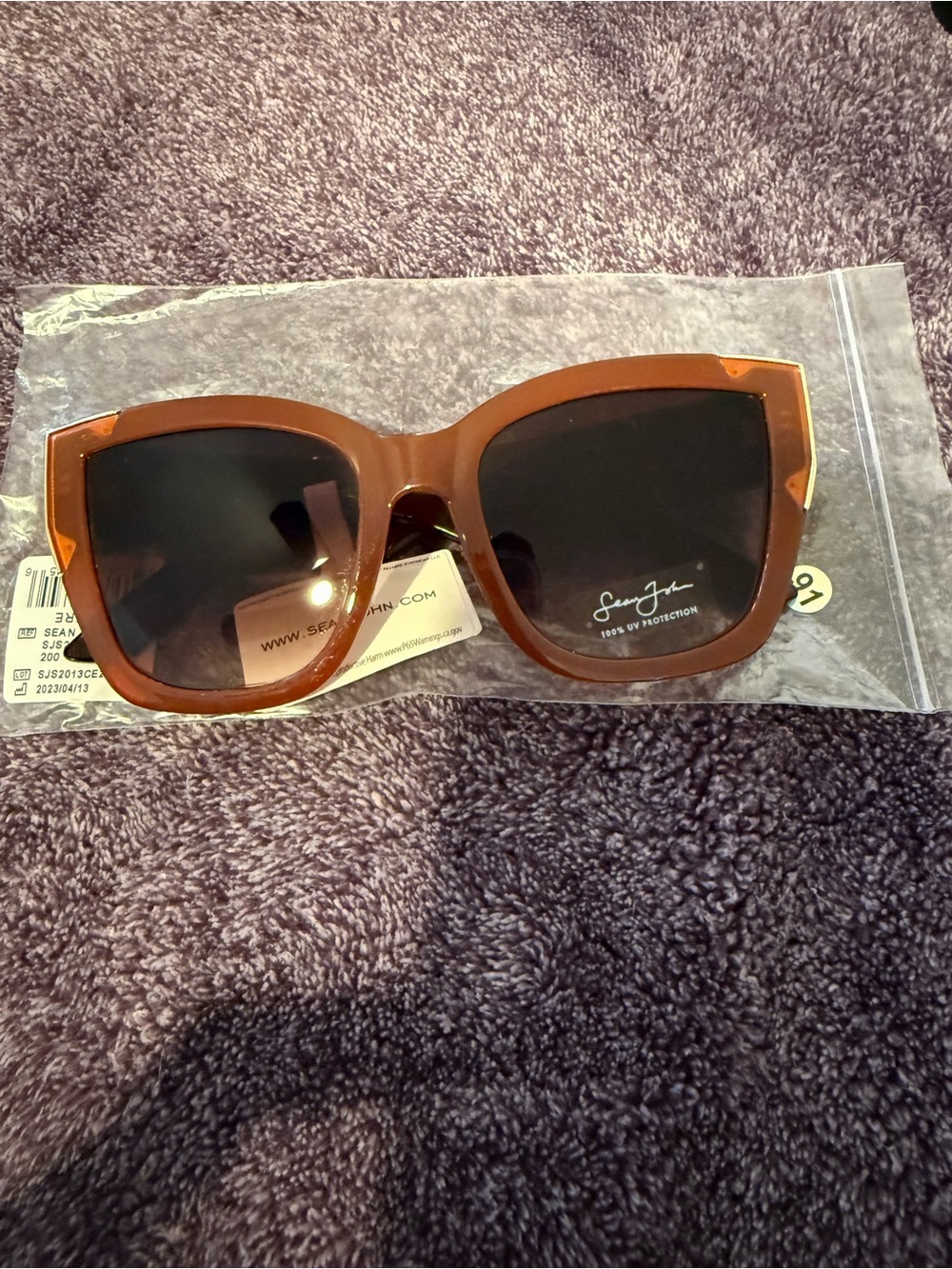 Sean John Brown Oversized Cat-Eye Sunglasses